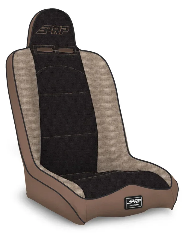 PRP Daily Driver High Back Suspension Seat (Two Neck Slots) – Tan / Black