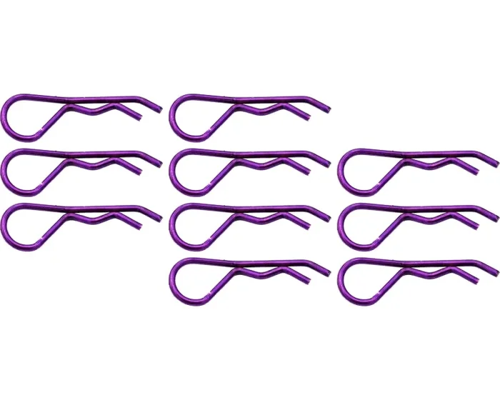 Purple bent Body Clips 35.7mm long 1.8mm wire (10)