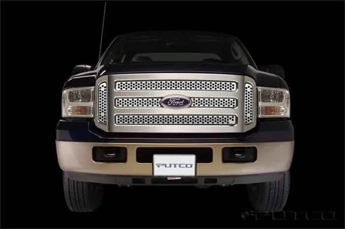 Putco 05-07 Ford SuperDuty – Including Side Vents Punch Stainless Steel Grilles