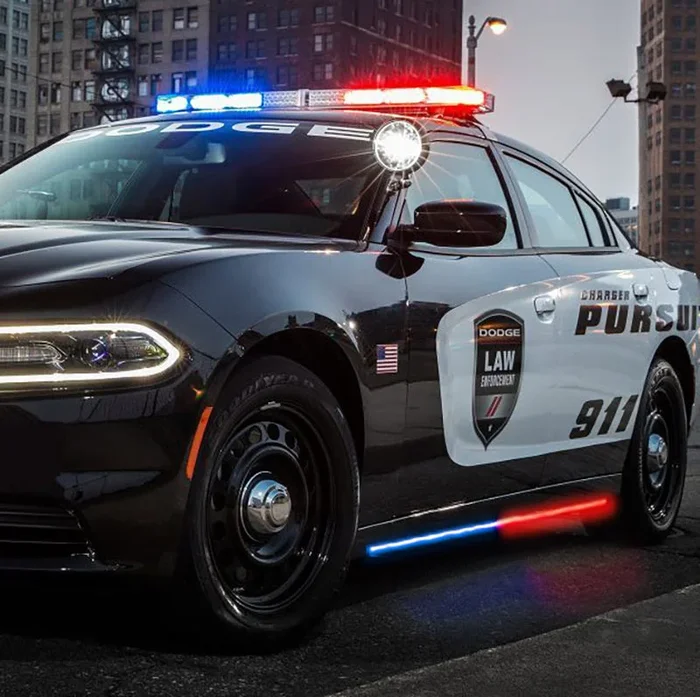 Putco 11-23 Dodge Charger Police Pursuit Blade Rocker Sideliners – Blue & White w/ White Override