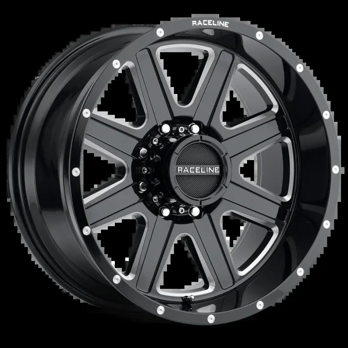 Raceline 940M Hostage 18x9in / 5×139.7 BP / 12mm Offset / 106.5mm Bore – Black & Milled Wheel