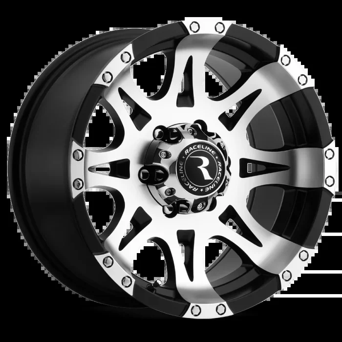 Raceline 982 Raptor 17x9in / 8×170 BP / -12mm Offset / 130.81mm Bore – Black & Machined Wheel