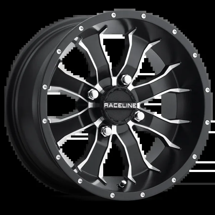 Raceline A77 Mamba 14x7in / 4×115 BP / 10mm Offset / 80.3mm Bore – Black & Machined Wheel