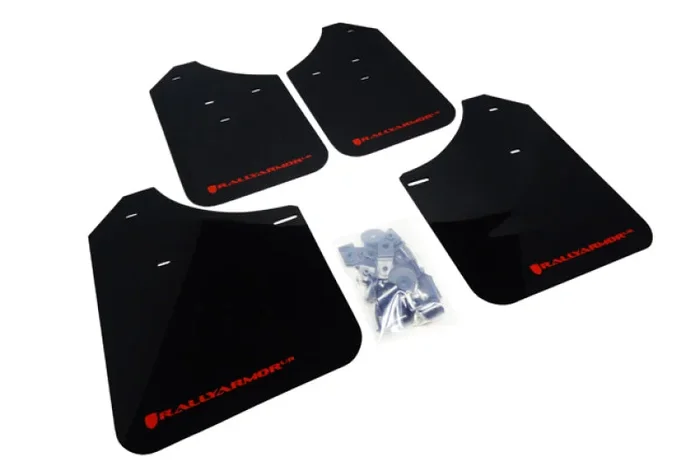 Rally Armor 02-07 Subaru WRX/STI/RS/2.5i (Wagons Req. Mod.) Black UR Mud Flap w/Red Logo3.0 lb