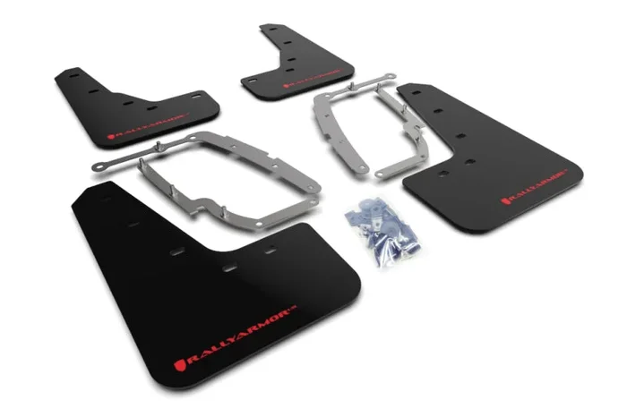 Rally Armor 17-23 Tesla Model 3 Black UR Mud Flap w/Red Logo3.8 lb