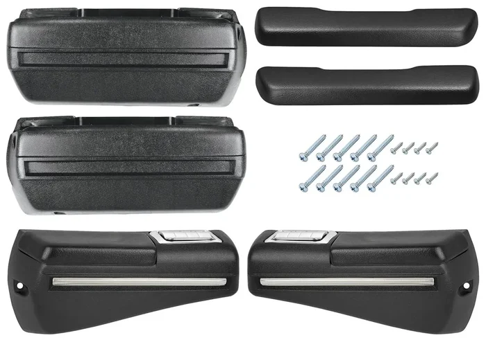 Restoparts Armrest Kit, Front/Rear, 68-69 Chevelle/Cut/Pont A-Body, Black Rear Base w/Trim – Red – Kit