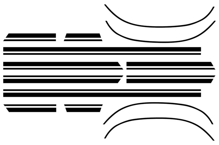 Restoparts Decal & Stripe Kit, 1967 Chevelle, Body Side, Super Sport, Deluxe – Black – Set