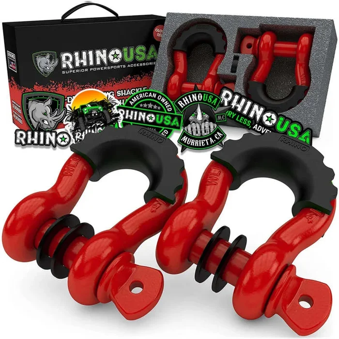 Rhino USA 3/4In D-Ring Shackle Set (2-Pack)(Red)5.0 lb