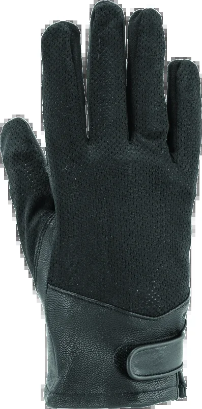 River Road Pecos Leather Mesh Gloves Black – Large