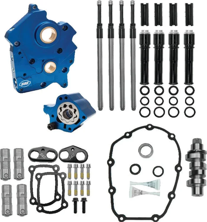 S&S Cycle 2017+ Oil Cooled M8 Models Chain Drive 465C Cam Chest Kit w/ Black Pushrod Tubes