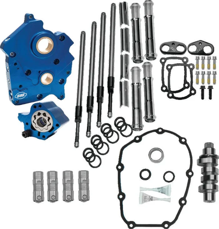 S&S Cycle 2017+ Oil Cooled M8 Models Chain Drive 475C Cam Chest Kit w/ Chrome Pushrod Tubes10.6 lb