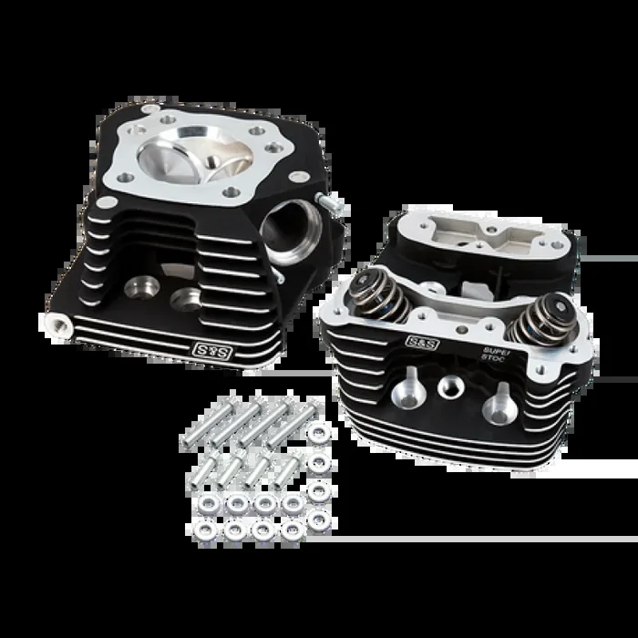 S&S Cycle 84-99 BT Super Stock Cylinder Head Kit For 3-1/2in and 3-5/8in Bore – Wrinkle Black