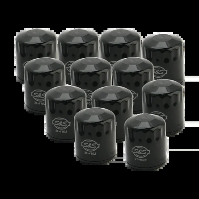 S&S Cycle 99-18 BT/2017+ M8/X-Wedge Black Oil Filter – 12 Pack