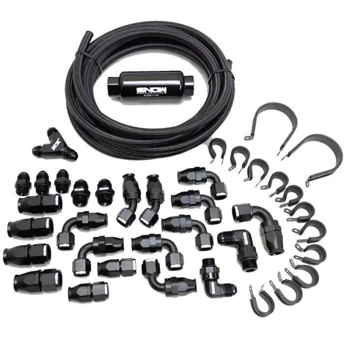 Snow Performance 8AN Braided Stainless Fuel Line Kit – Black Line