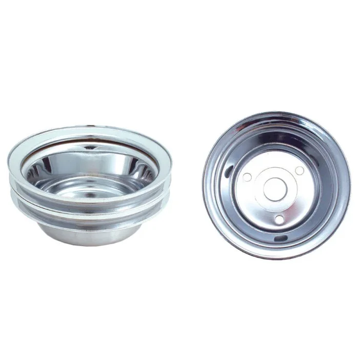 Spectre SB Chevy (w/Long Water Pump) Double Lower Groove Crankshaft Pulley – Chrome