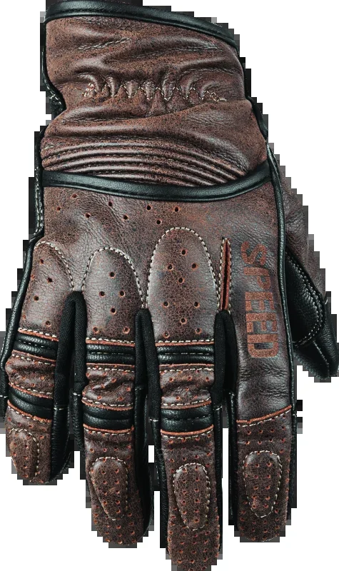 Speed and Strength Rust and Redemption Leather Gloves Brown – Large
