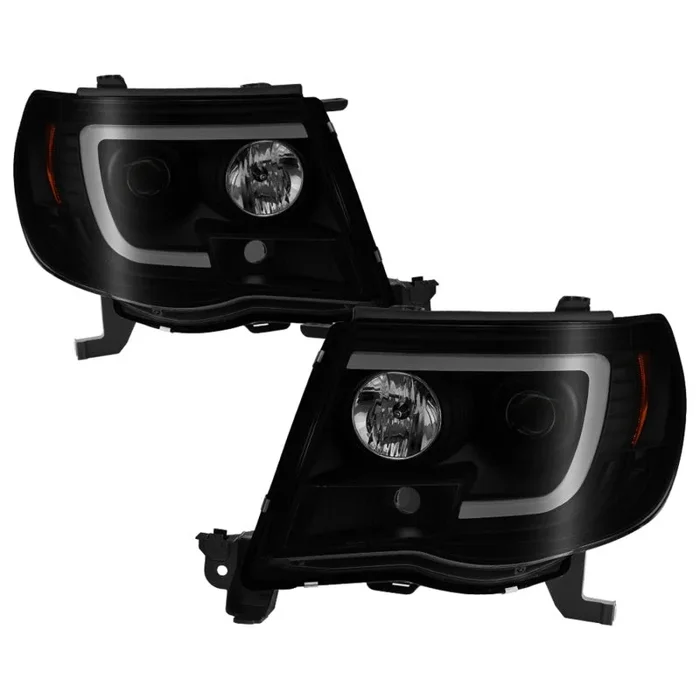 Spyder 05-11 Toyota Tacoma Ver 2 Proj Headlights – Light Bar DRL – Black Smoke PRO-YD-TT05V2-LB-BSM