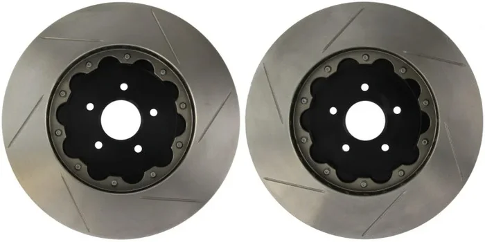 StopTech 07-08 Audi RS4 AeroRotor 2pc Slotted and Zinc Plated Front Rotor (Pair)