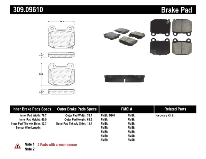 StopTech Performance ST-22 2-Piston Rear Caliper Brake Pads2.4 lb