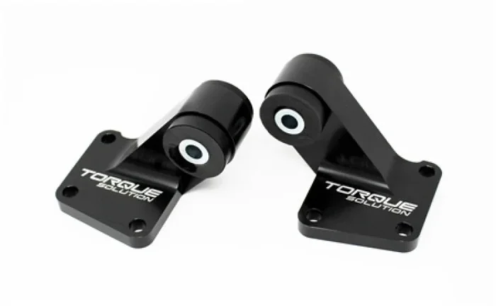 Torque Solution 03-06 Mitsubishi EVO VII-IX Billet Rear Differential Mounts – Black5.5 lb