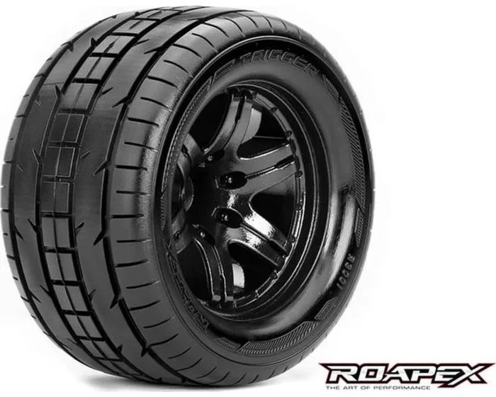 Trigger 1:10 Monster Truck Tire Black Wheel with 0 Offest 12mm H