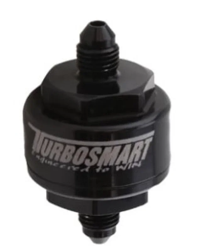 Turbosmart Billet Turbo Oil Feed Filter w/44 Micron Pleated Disc -4AN Male Inlet – Black