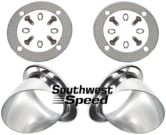 TURNOUTS,LAKE STYLE,PAIR,4″,POLISHED STAINLESS STEEL