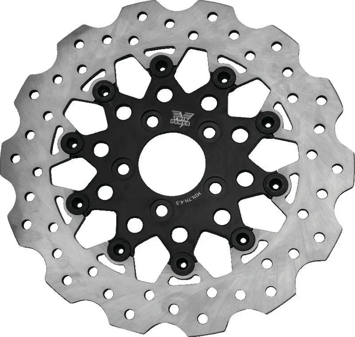 Twin Power 08-Up FLH FLT Rear 11.8 Scalloped Floating Rotor Black Mesh4.2 lb