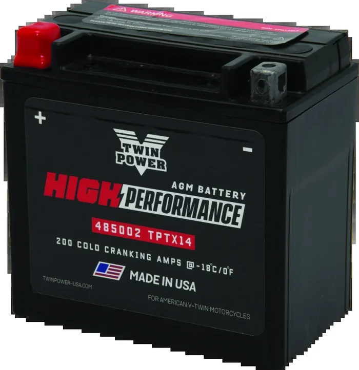 Twin Power YTX14 High Performance Battery Replaces H-D 65948-00 Made in USA 200 CCA10.6 lb
