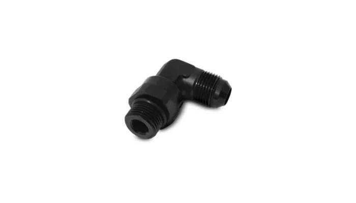 Vibrant -12AN Male Flare to Male -12AN ORB Swivel 90 Degree Adapter Fitting – Anodized Black0.24 lb
