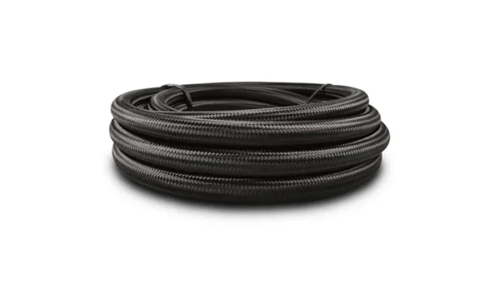 Vibrant -4 AN Black Nylon Braided Flex Hose w/ PTFE liner (10FT long)