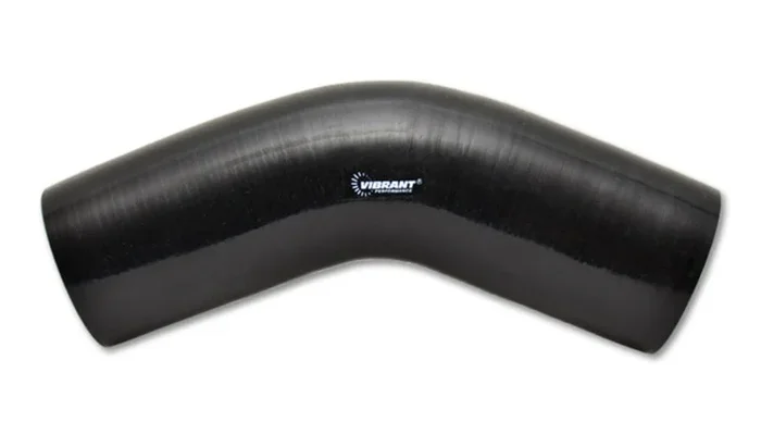 Vibrant 4 Ply Reinforced Silicone Elbow Connector – 4in I.D. – 45 deg. Elbow (BLACK)
