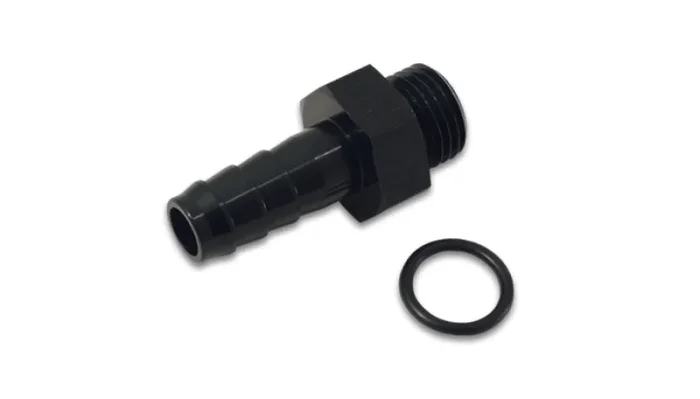 Vibrant Aluminum Male -6AN ORB to 5/16in Barb w/O-Ring – Anodized Black