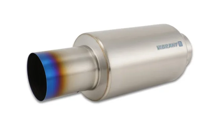 Vibrant Titanium Muffler w/Straight Cut Burnt Tip 4in Inlet / 4in Outlet 17566
