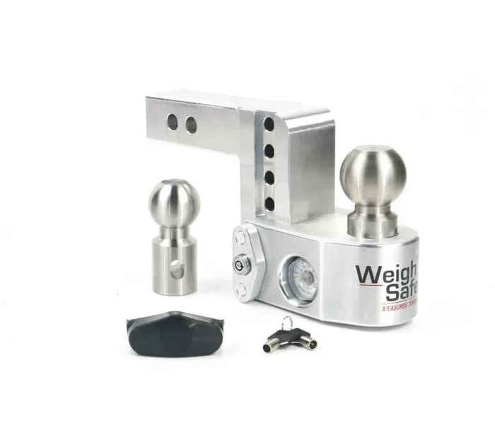 Weigh Safe 4in Drop Hitch w/Built-In Scale & 2in Shank (10K/12.5K GTWR) – Aluminum