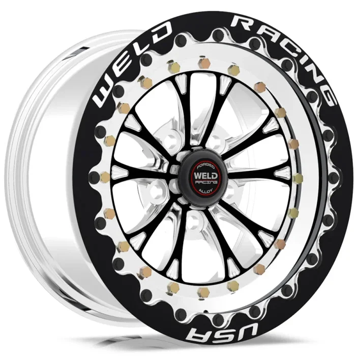 Weld Vitesse 15×10 / 5×4.75 BP / 7.5in. BS Black Wheel – Black Single Beadlock MT