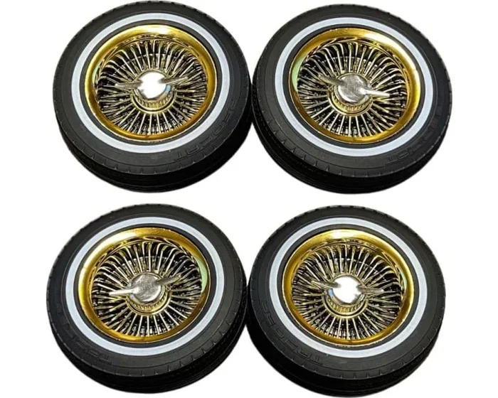 Whitewall Low Pro Tires and Wheels w/ Knock Offs & Wheel Nuts Go