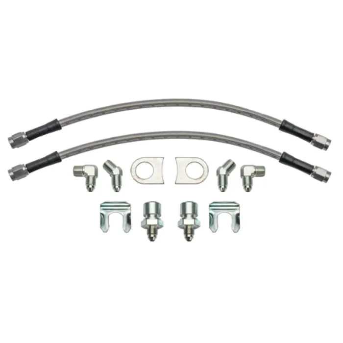 Wilwood 12in Length -3 to 3/8-24 IF 1/8-27 NPT 90 Degree Flexline Kit w/ Weld-On Bracket Tabs0.9 lb