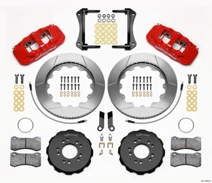 Wilwood AERO6 Front Hat Kit 14.00 Red 2005-2014 Mustang w/ BMR Suspn. w/Lines