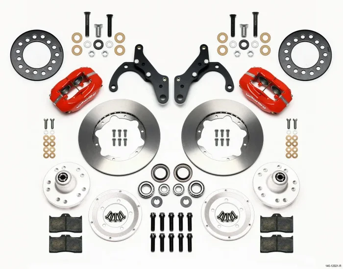 Wilwood Forged Dynalite Front Kit 11.00in Red 65-68 Chevy Impala -Drum Spindle