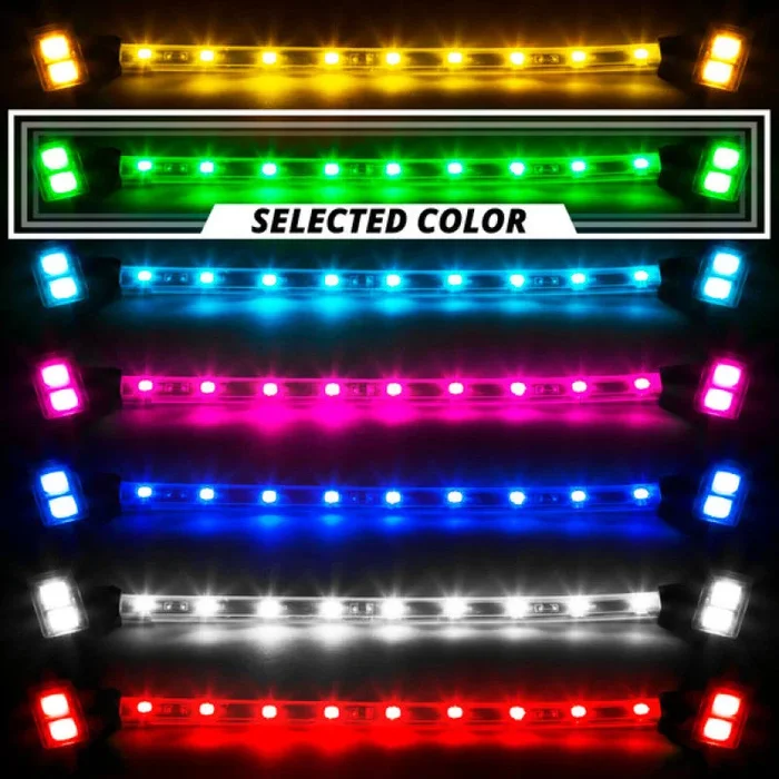 XK Glow Single Color XKGLOW LED Accent Light Motorcycle Kit Red – 10xPod + 4x8InStrips