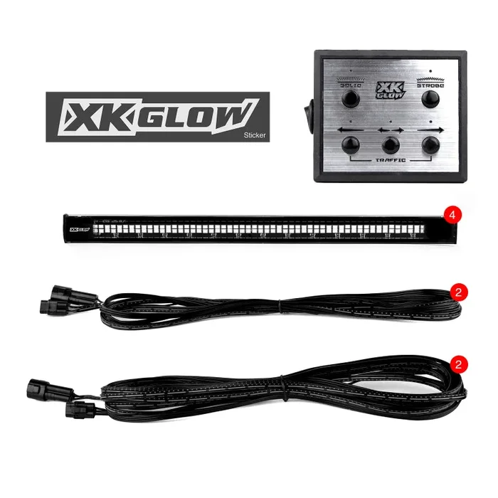 XK Glow Tube Strobe Lights w/ Traffic Modes Ultra Bright LEDs Multiple Strobe Modes + Solid On – Red