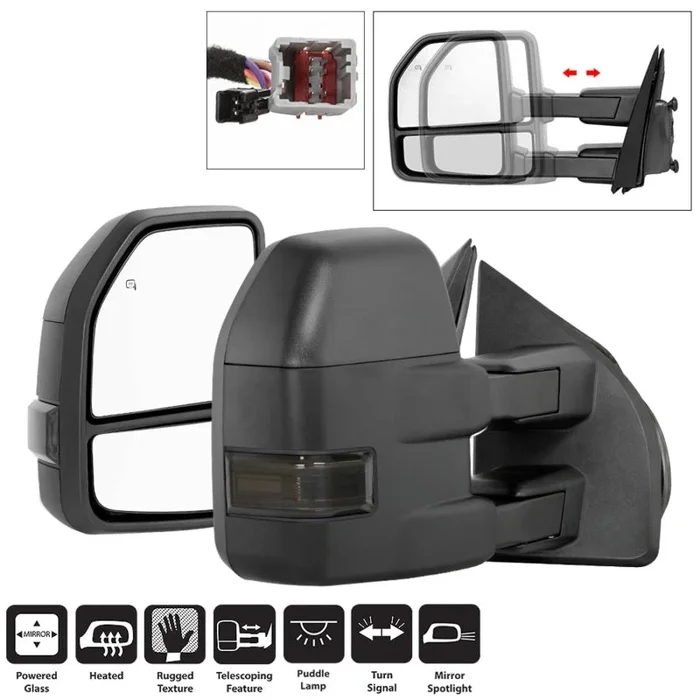 xTune 15-17 Ford F-150 Heated LED Telescoping Pwr Mirrors – Smk (Pair) (MIR-FF15015S-G4-PWH-SM-SET)
