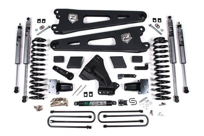 ZONE 2023-2025 F250,F350 4WD DIESEL 2-LEAF,5″ RADIUS ARM LIFT KIT & FOX SHOCKS